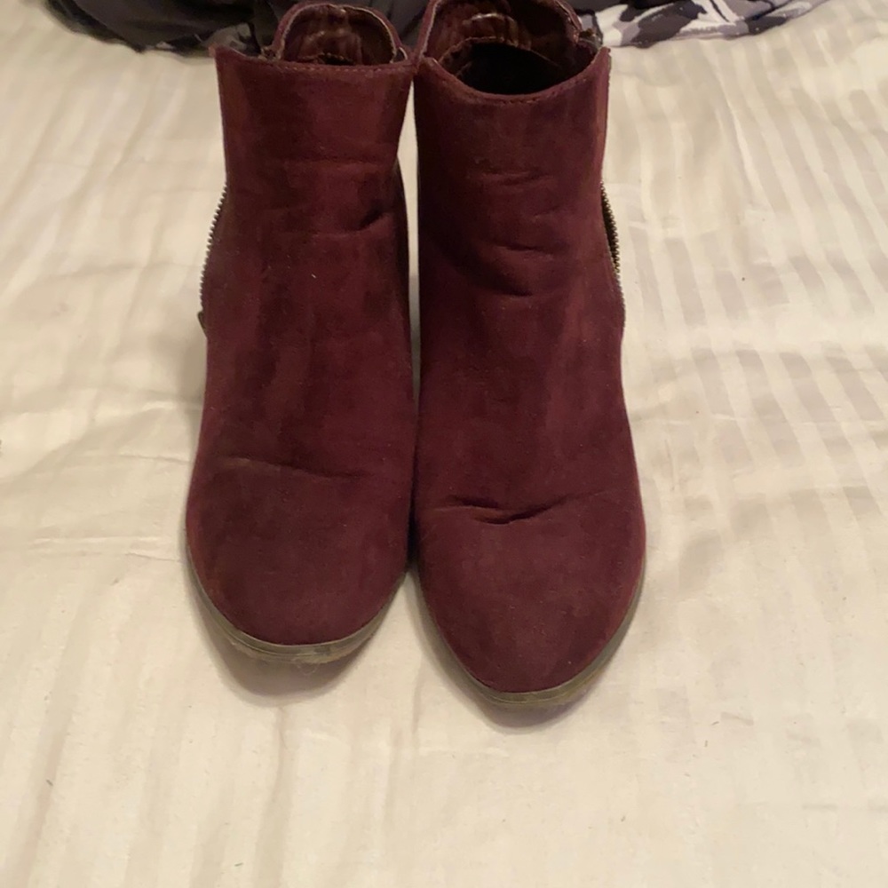 Burgundy booties
